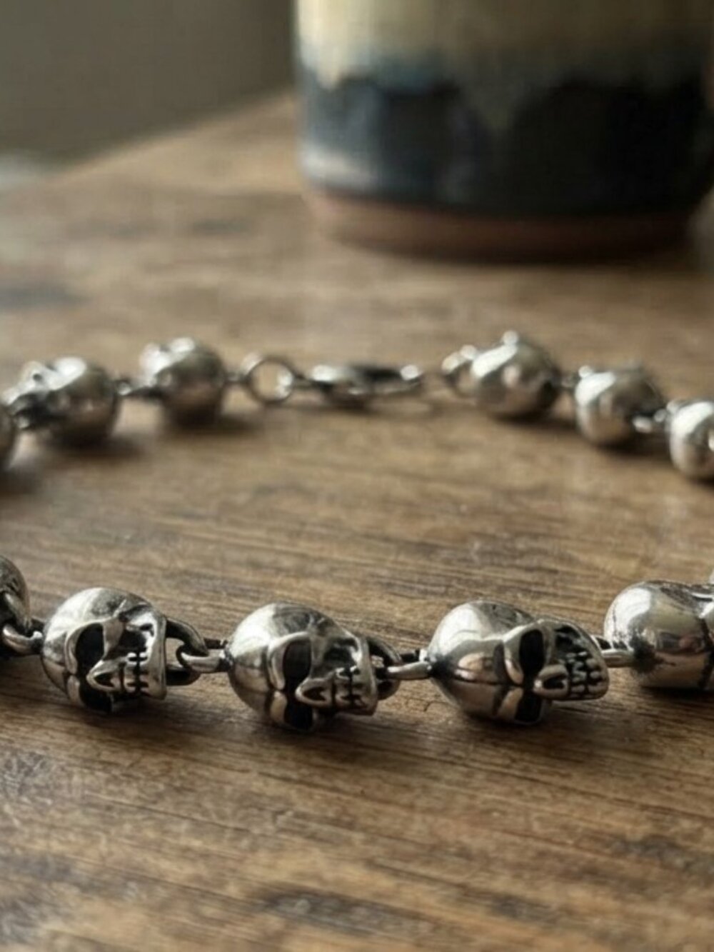 Mens Skull Bead Bracelet